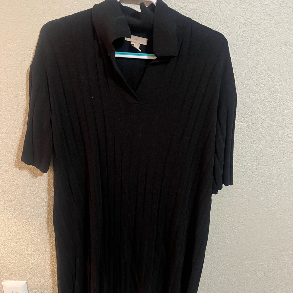 H&M black collared ribbed dress!